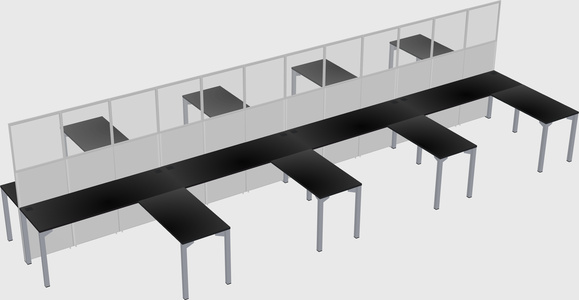 Shared l-shape cubicle