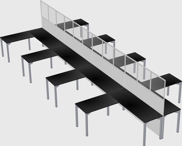 Shared l-shape cubicle