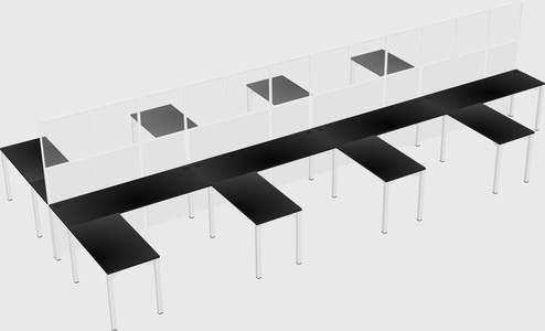 Shared l-shape cubicle