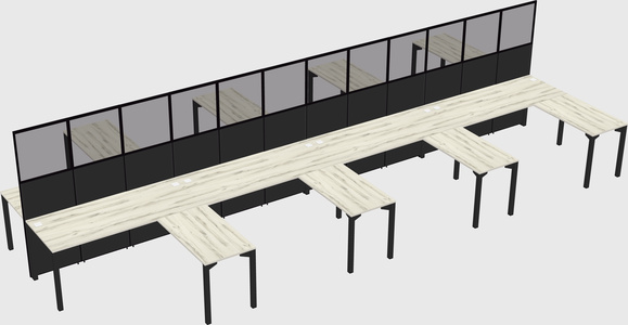 Shared l-shape cubicle