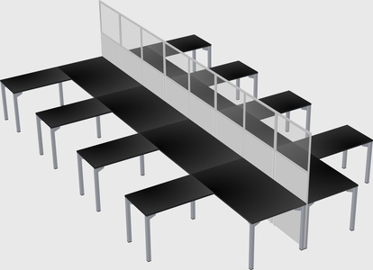 Shared l-shape cubicle