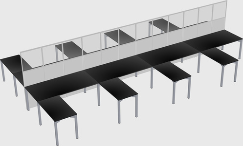 Shared l-shape cubicle