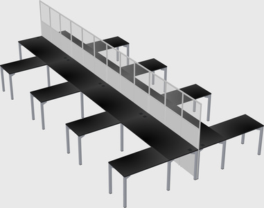 Shared l-shape cubicle