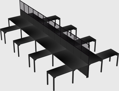 Shared l-shape cubicle