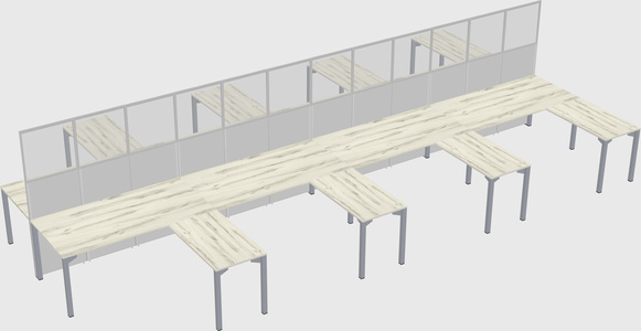 Shared l-shape cubicle