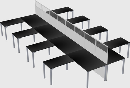 Shared l-shape cubicle