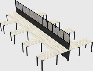 Shared l-shape cubicle