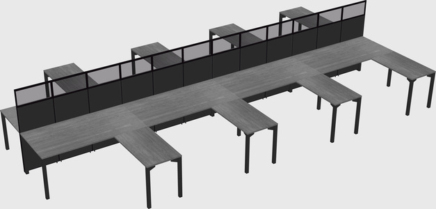 Shared l-shape cubicle