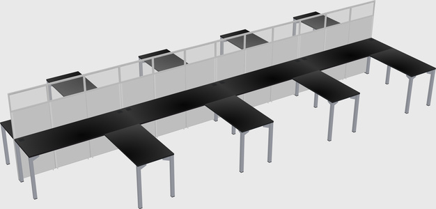 Shared l-shape cubicle