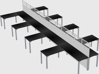 Shared l-shape cubicle