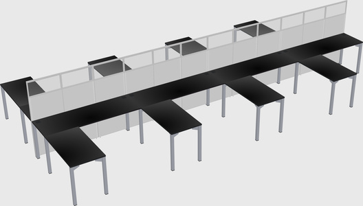 Shared l-shape cubicle