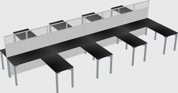 Shared l-shape cubicle
