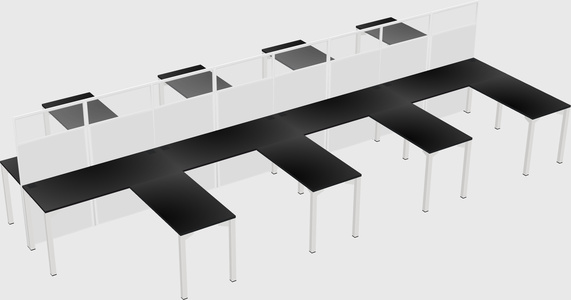 Shared l-shape cubicle