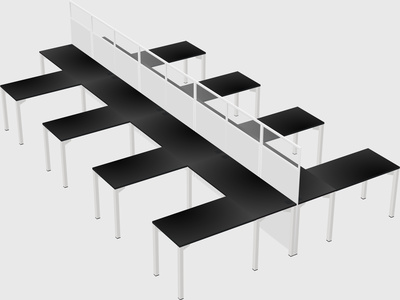 Shared l-shape cubicle