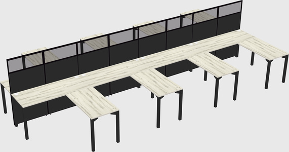 Shared l-shape cubicle