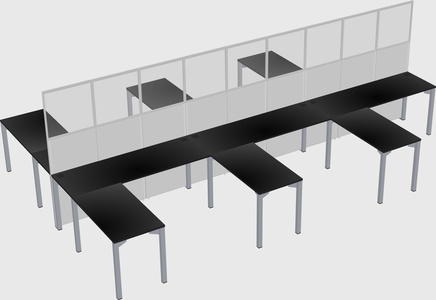 Shared l-shape cubicle