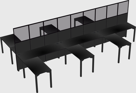 Shared l-shape cubicle
