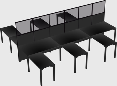 Shared l-shape cubicle