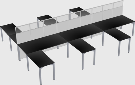 Shared l-shape cubicle
