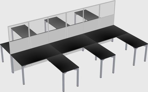 Shared l-shape cubicle