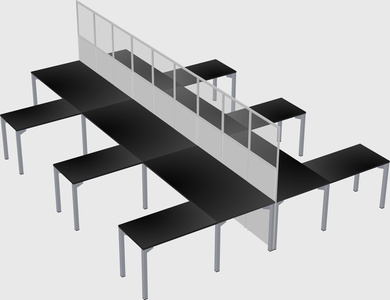 Shared l-shape cubicle