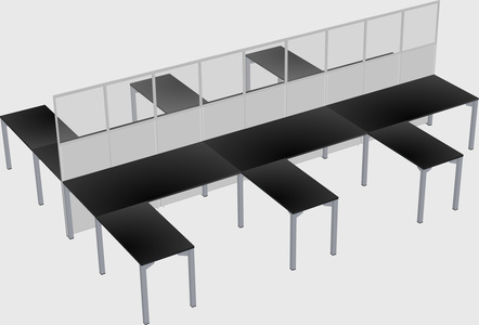 Shared l-shape cubicle