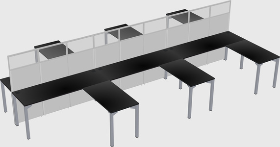 Shared l-shape cubicle