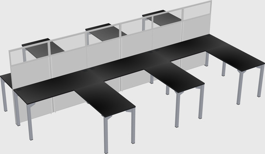 Shared l-shape cubicle