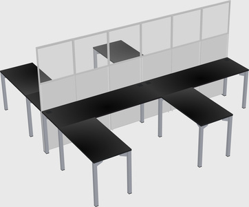 Shared l-shape cubicle