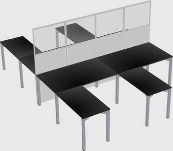 Shared l-shape cubicle
