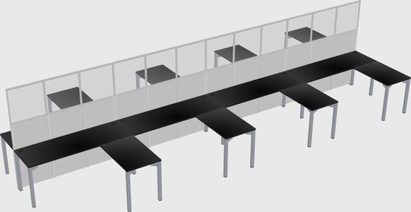 Shared l-shape cubicle