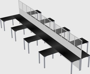 Shared l-shape cubicle