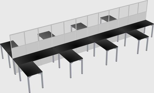 Shared l-shape cubicle