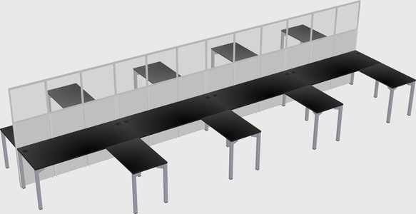 Shared l-shape cubicle
