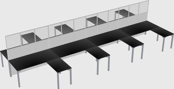 Shared l-shape cubicle