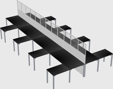 Shared l-shape cubicle