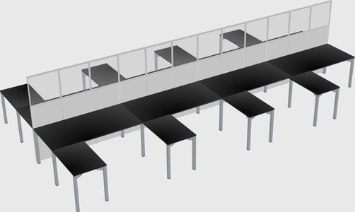 Shared l-shape cubicle