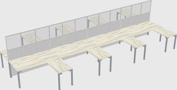 Shared l-shape cubicle