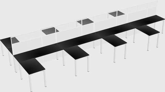 Shared l-shape cubicle