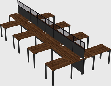 Shared l-shape cubicle