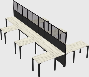 Shared l-shape cubicle