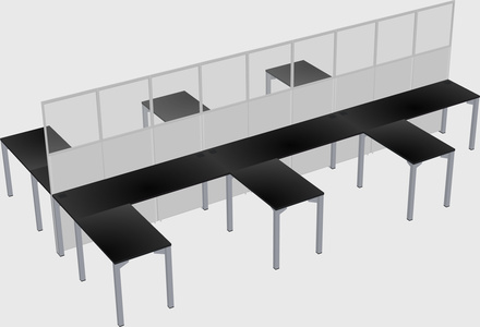 Shared l-shape cubicle