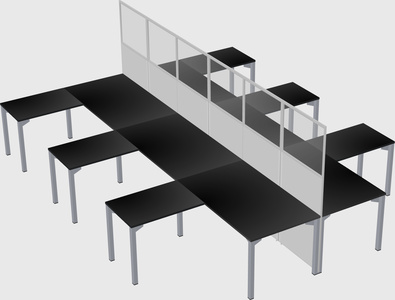 Shared l-shape cubicle