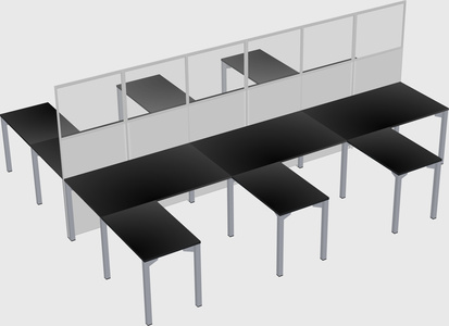 Shared l-shape cubicle