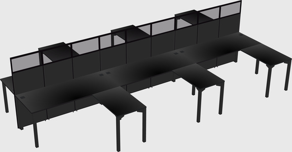 Shared l-shape cubicle