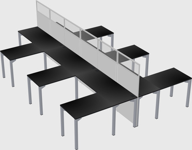 Shared l-shape cubicle