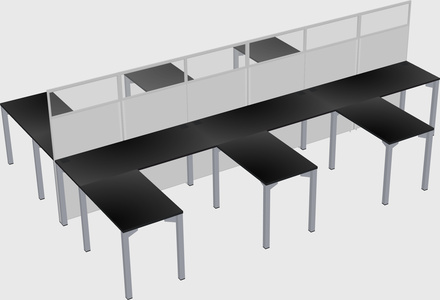 Shared l-shape cubicle