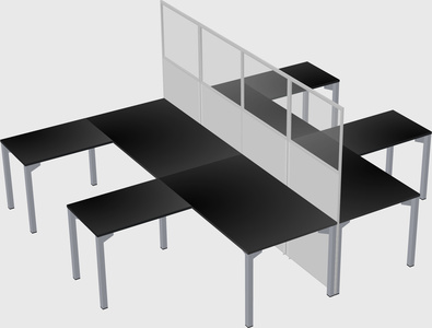 Shared l-shape cubicle
