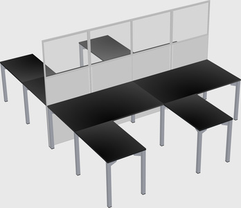 Shared l-shape cubicle