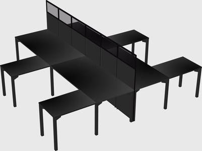 Shared l-shape cubicle